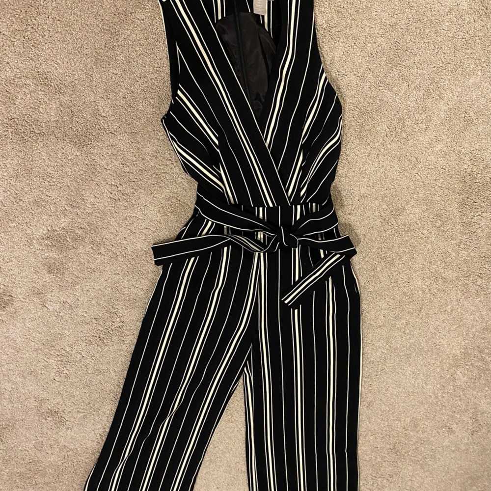 H&M Monochrome Striped Jumpsuit
